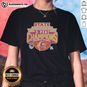 Alt Text: Awesome Cherokee Braves 2026 NCHSAA Women's 2A Basketball State Champions Ladies Tee featuring team logo and vibrant design.
