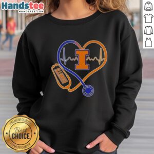 Nice Illinois Fighting Illini Heartbeat Love Nurse Sweatshirt featuring a vibrant design for proud fans and healthcare heroes.