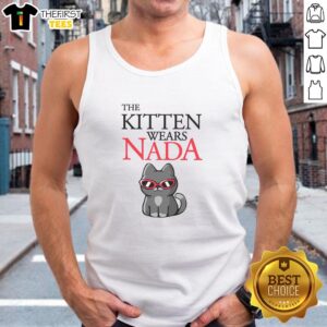 Awesome kitten wearing a cute 'Nada' tank top, showcasing playful personality and adorable fashion.