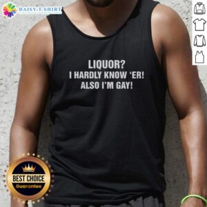 Official 'I Hardly Know Her, Also I'm Gay' tank top featuring a fun graphic design for LGBTQ+ pride and humor.