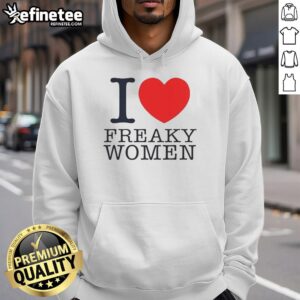 Official I Love Freaky Women hoodie in heart shape design, showcasing a trendy and stylish look for casual wear.