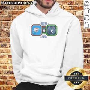 Oklahoma City Thunder vs Minnesota Timberwolves 2026 Western Conference Final NBA Playoffs hoodie design.