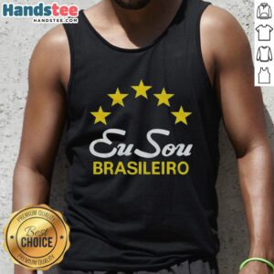 Nice Eu Sou Brasileiro tank top featuring colorful Brazilian flag design, perfect for showcasing your Brazilian pride.