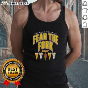 Good Arizona State Sun Devils NCAA Softball 'Fear The Fork' 2026 tank top in black, perfect for game day attire.