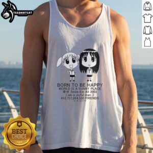 Nice Osaka tank top featuring 'Born to Be Happy' design with a sunny theme and cheerful smile, perfect for summer wear.