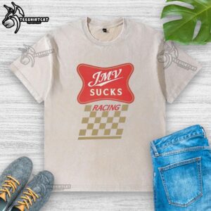 Original JMV Sucks Racing washed t-shirt featuring a vintage design and soft fabric, perfect for racing fans.