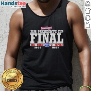 Original Evansville Thunderbolts Hockey Presidents Cup 'The Road to Repeat' 2026 tank top featuring team logo design.