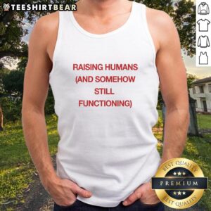 Official Raising Humans Letters Tank Top featuring a playful design for parents balancing life and parenting.
