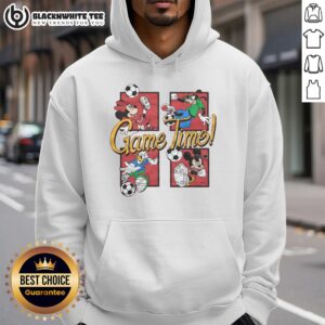 Nice Mickey and Friends Game Time Hoodie featuring colorful designs of Mickey Mouse and friends, perfect for casual wear.