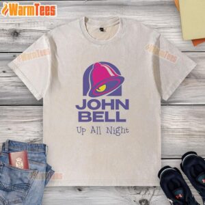 Premium John Bell Up All Night Vintage Washed T-Shirt in soft fabric, featuring a classic design and relaxed fit.