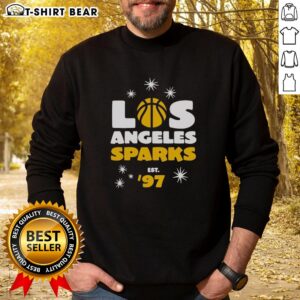 Pretty Los Angeles Sparks Star Power Est 97 sweatshirt featuring vibrant team colors and logo for fans.