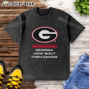 Awesome Georgia Bulldogs How Bout Them Dawgs big logo washed t-shirt, perfect for fans and casual wear.