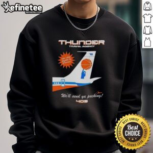 Official Oklahoma City Thunder NBA sweatshirt from Thunder Travel Agency, perfect for fans to show their team spirit.