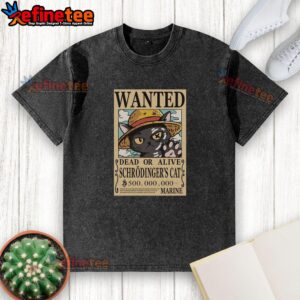 Top Schrdinger Cat Pirate washed t-shirt featuring a playful cat in a pirate hat, perfect for quirky fashion lovers.