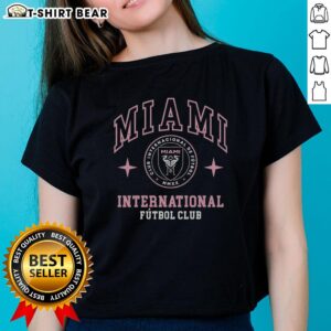 Good Inter Miami International CF team emblem on a stylish ladies tee, perfect for fans of soccer and fashion.