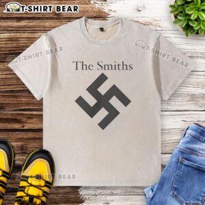 Alt Text: Top The Smiths Swastika Logo Washed T-Shirt featuring vintage design and soft fabric, perfect for fans of The Smiths.