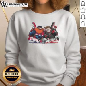 Top Montreal Canadiens vs Carolina Hurricanes 2026 Eastern Conference Finals sweatshirt featuring team logos and vibrant colors.