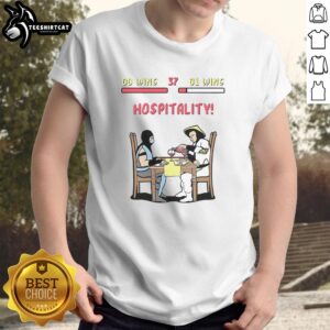 Alt Text: Nice Fighting Game Rivals At Dinner T-Shirt featuring iconic characters in a playful dining scene.