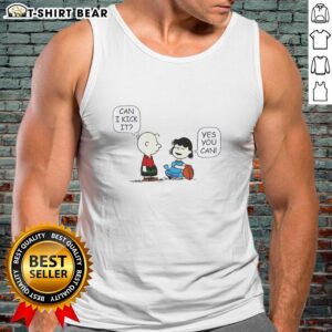 Alt Text: Top Charlie Brown and Lucy Can I Kick It Tank Top featuring iconic Peanuts characters for stylish summer wear.