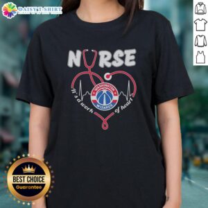 Top Washington Wizards nurse tee featuring a stethoscope-shaped heart design, perfect for healthcare fans and basketball lovers.