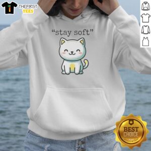 Good Cat Stay Soft Hoodie featuring a cozy design and playful cat graphics, perfect for cat lovers and casual wear.