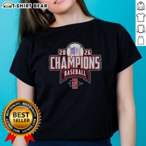San Diego State Aztecs NCAA Champions 2026 ladies tee showcasing team pride in baseball with vibrant design.