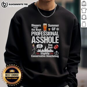 Top Professional Asshole Slightly Conservative Douchebag Sweatshirt in grey, featuring bold text design for a humorous style.