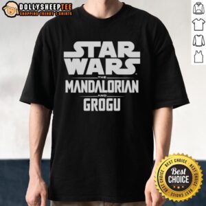 Official Star Wars The Mandalorian and Grogu Letter T-Shirt featuring iconic characters in a stylish design.