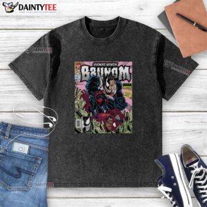 Awesome Venomous Brunson Venom X Jalen Brunson Marvel Comic washed t-shirt featuring vibrant graphics and stylish design.
