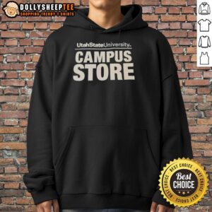 Top Utah State University Campus Store college text hoodie in blue, showcasing school spirit and stylish comfort.