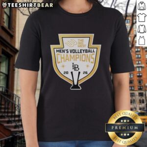 Alt Text: 2026 Men's Volleyball Champions tee from The Big West, featuring Long Beach design and winning team graphics.