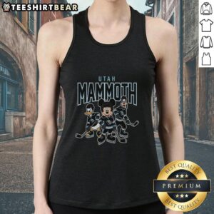 Awesome Utah Mammoth Disney Team ice hockey tank top featuring vibrant graphics and a sporty design for fans.