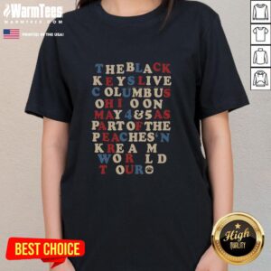 Premium The Black Keys May 4-5 2026 concert poster for Columbus, featuring a stylish ladies tee design.