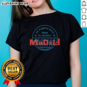 Nice Bad Bunny DTMF Tour merch ladies tee from the Madrid 2026 concert, featuring stylish design and vibrant colors.