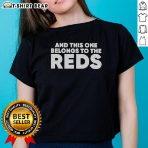 Good Ashley Davis wearing a stylish Reds ladies tee, showcasing team spirit and fashionable design for fans.