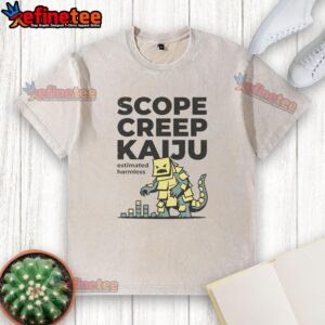 Pretty Scope Creep Kaiju Estimated Harmless washed t-shirt featuring a colorful kaiju design on a soft fabric.