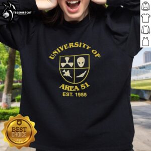 Premium University of Area 51 Est 1955 Sweatshirt featuring a stylish design, perfect for fans of unique educational apparel.