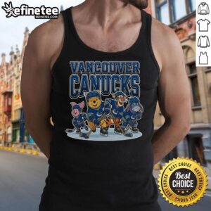 Alt Text: Vancouver Canucks ice hockey tank top featuring Winnie the Pooh design, perfect for fans and casual wear.