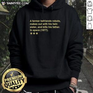 Cozy hoodie featuring a fun design inspired by a poorly rated Star Wars movie review, perfect for fans and collectors.