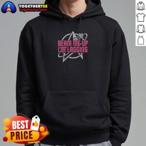 Original Lagging Beam Me Up Hoodie in vibrant colors, featuring a stylish design and comfortable fit for casual wear.