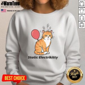 Stylish Pretty Static Electrikitty Sweatshirt featuring colorful cat design, perfect for casual wear and cat lovers.