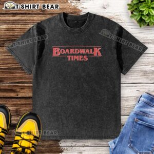 Good Boardwalk Times washed t-shirt featuring a vibrant beach theme, perfect for summer outings and casual wear.