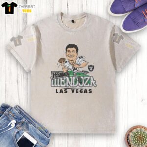 Awesome Las Vegas Raiders Fernando Mendoza washed t-shirt featuring vibrant team colors and logo, perfect for fans.