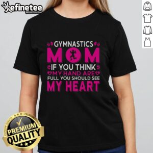 Official Gymnastics Mom ladies tee featuring a heartfelt quote about love and support for gymnasts.