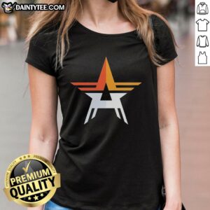Vintage ladies tee featuring the Houston Astros star logo, perfect for fans and stylish sportswear enthusiasts.