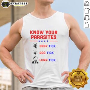 Stylish tank top featuring deer tick, dog tick, and luna tick illustrations for tick awareness and education.