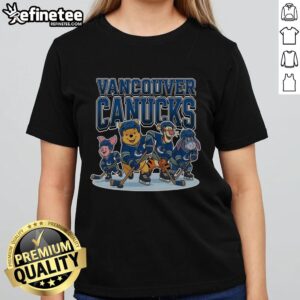 Good Vancouver Canucks Winnie the Pooh ice hockey ladies tee featuring a fun graphic design for fans.
