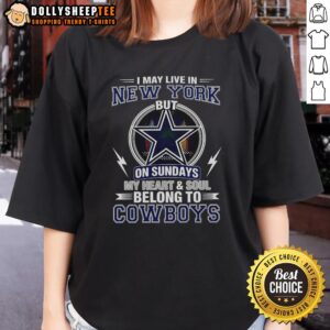 Awesome Dallas Cowboys NFL ladies tee showcasing team pride, perfect for fans living in New York on game days.
