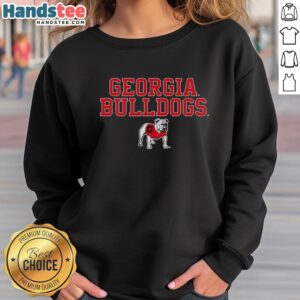 Georgia Bulldogs NCAA sweatshirt featuring stacked text logo and mascot design, perfect for fans and alumni.