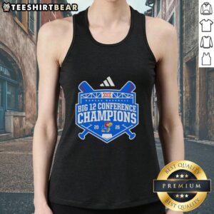 Premium Kansas Jayhawks Big 12 Baseball Regular Season Champions 2026 tank top featuring team colors and logo.
